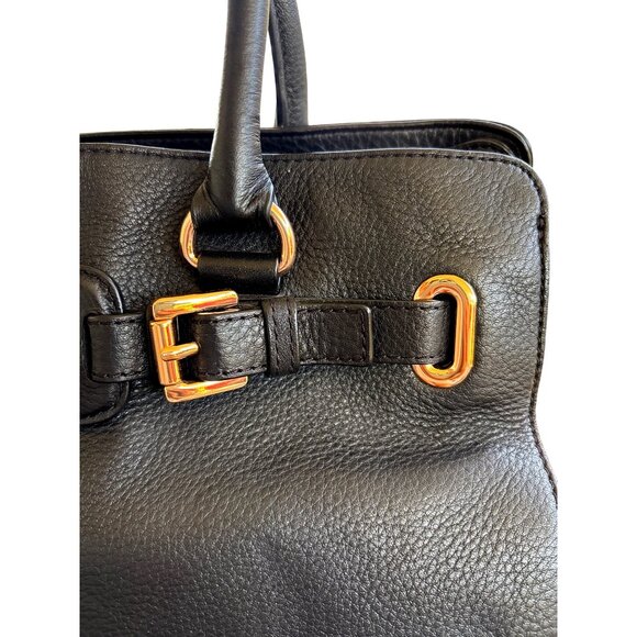 Michael Kors MK Hamilton Tote Handbag Purse Black Pebbled Leather - Picture 3 of 15